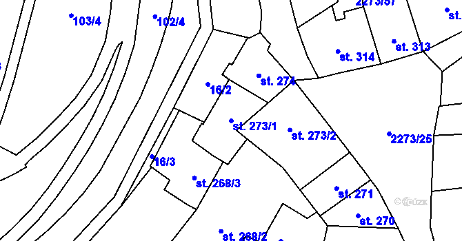Parcela st. 273/1 v KÚ Cheb, Katastrální mapa