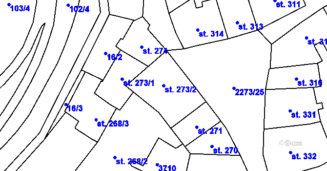 Parcela st. 273/2 v KÚ Cheb, Katastrální mapa