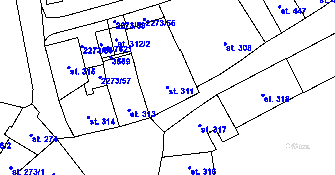 Parcela st. 311 v KÚ Cheb, Katastrální mapa