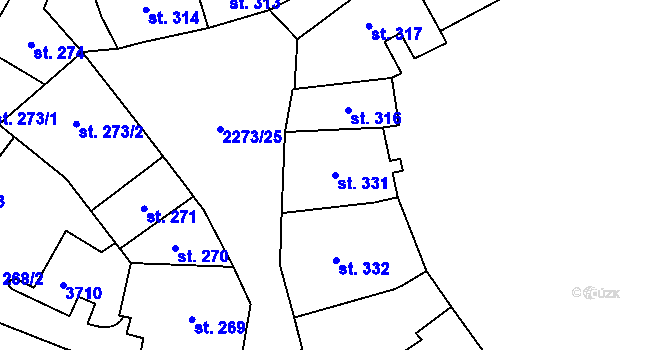 Parcela st. 331 v KÚ Cheb, Katastrální mapa