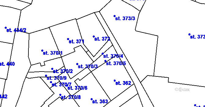 Parcela st. 370/4 v KÚ Cheb, Katastrální mapa