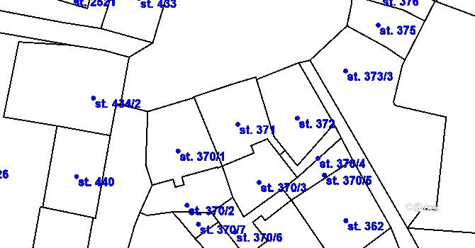 Parcela st. 371 v KÚ Cheb, Katastrální mapa