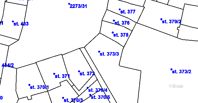 Parcela st. 373/3 v KÚ Cheb, Katastrální mapa