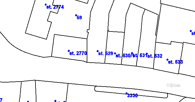 Parcela st. 529 v KÚ Cheb, Katastrální mapa