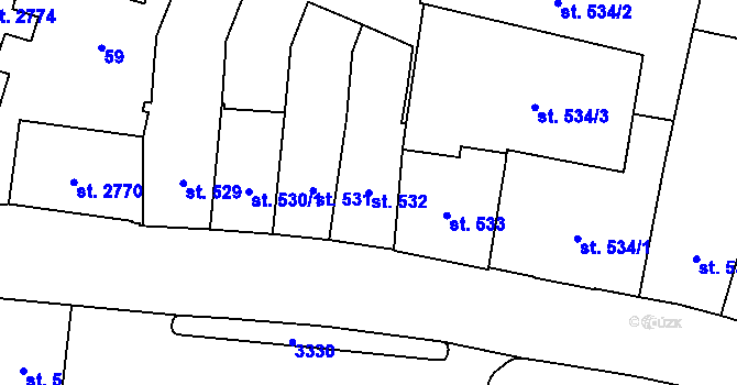 Parcela st. 532 v KÚ Cheb, Katastrální mapa