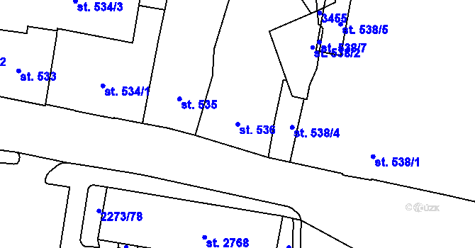Parcela st. 536 v KÚ Cheb, Katastrální mapa
