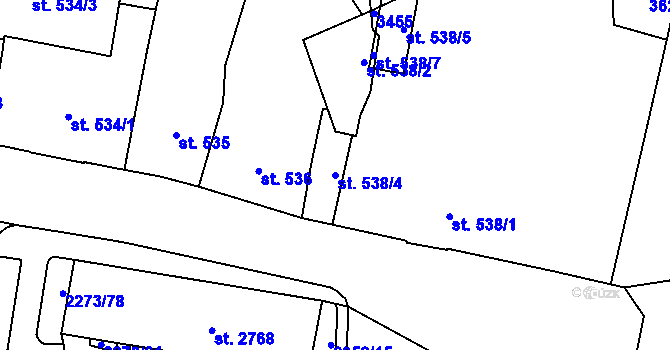 Parcela st. 538/4 v KÚ Cheb, Katastrální mapa