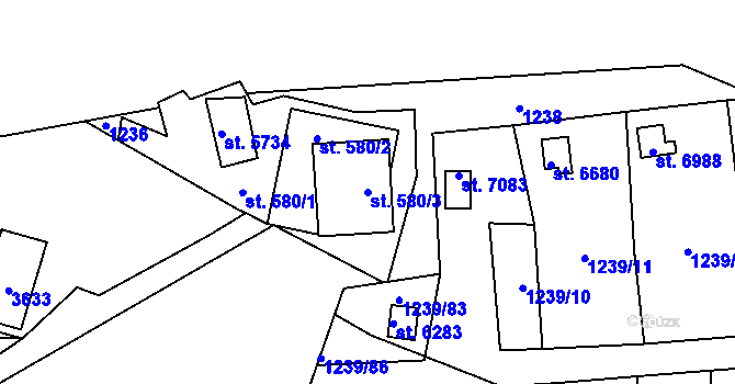 Parcela st. 580/3 v KÚ Cheb, Katastrální mapa