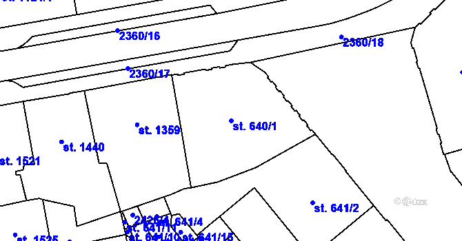 Parcela st. 640/1 v KÚ Cheb, Katastrální mapa