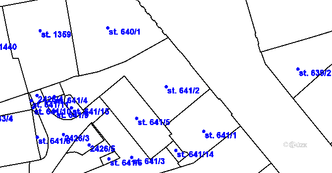 Parcela st. 641/2 v KÚ Cheb, Katastrální mapa