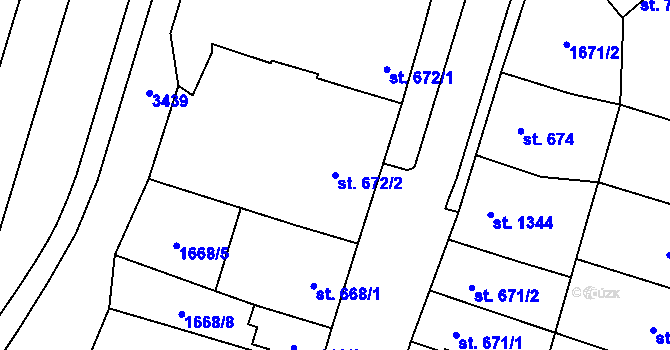 Parcela st. 672/2 v KÚ Cheb, Katastrální mapa