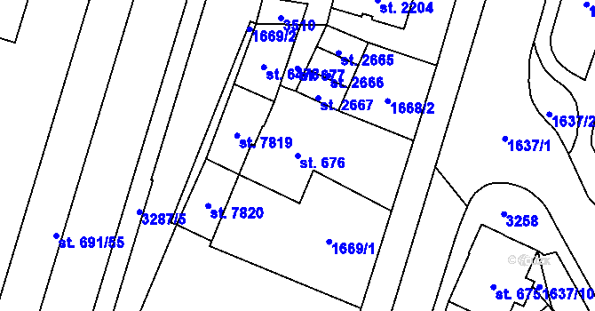 Parcela st. 676 v KÚ Cheb, Katastrální mapa