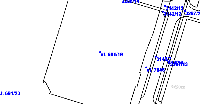 Parcela st. 691/19 v KÚ Cheb, Katastrální mapa