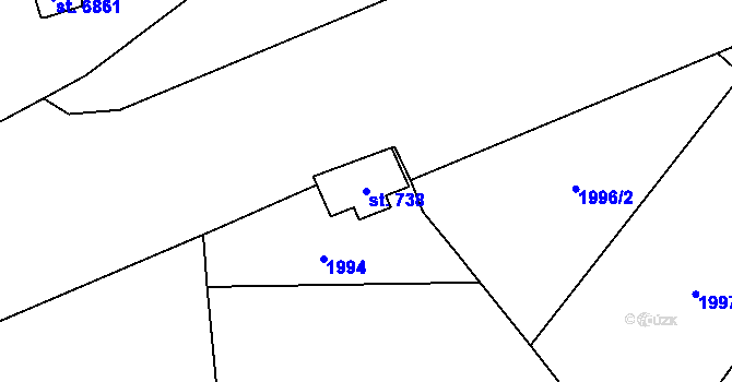 Parcela st. 738 v KÚ Cheb, Katastrální mapa