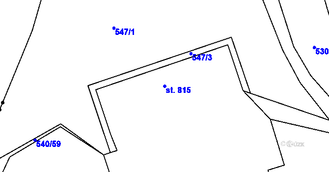 Parcela st. 815 v KÚ Cheb, Katastrální mapa