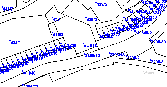 Parcela st. 842 v KÚ Cheb, Katastrální mapa