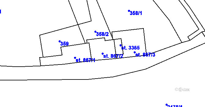 Parcela st. 867/2 v KÚ Cheb, Katastrální mapa