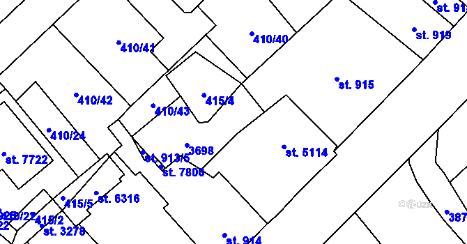 Parcela st. 913/4 v KÚ Cheb, Katastrální mapa