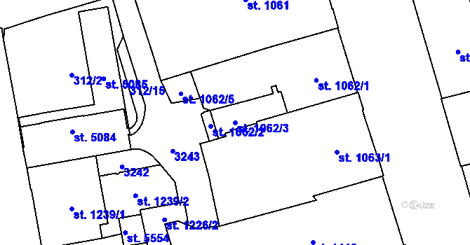 Parcela st. 1062/3 v KÚ Cheb, Katastrální mapa