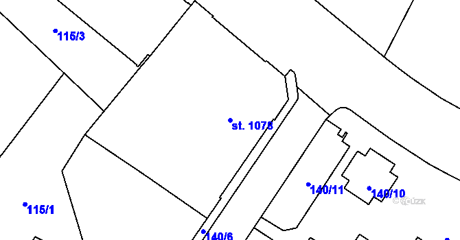 Parcela st. 1078 v KÚ Cheb, Katastrální mapa