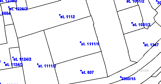 Parcela st. 1111/1 v KÚ Cheb, Katastrální mapa