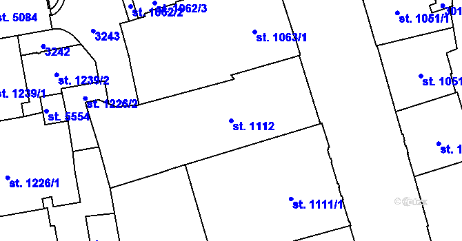 Parcela st. 1112 v KÚ Cheb, Katastrální mapa