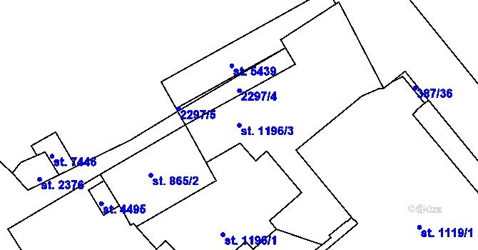 Parcela st. 1196/3 v KÚ Cheb, Katastrální mapa