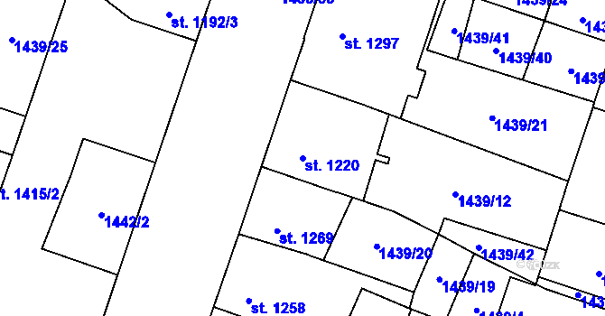 Parcela st. 1220 v KÚ Cheb, Katastrální mapa