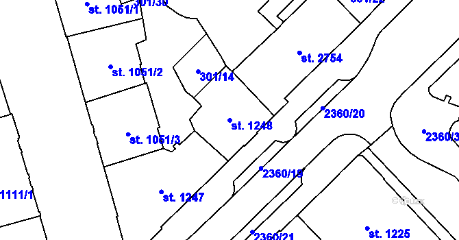 Parcela st. 1248 v KÚ Cheb, Katastrální mapa