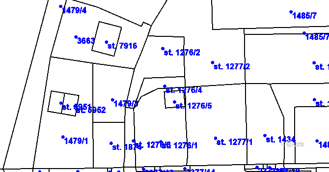Parcela st. 1276/4 v KÚ Cheb, Katastrální mapa