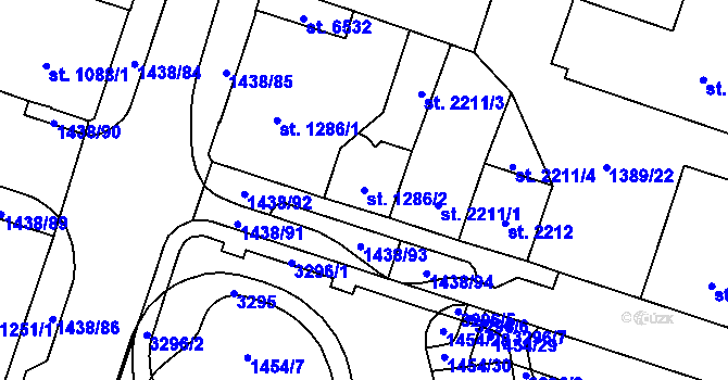 Parcela st. 1286/2 v KÚ Cheb, Katastrální mapa