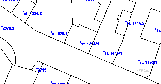 Parcela st. 1294/1 v KÚ Cheb, Katastrální mapa