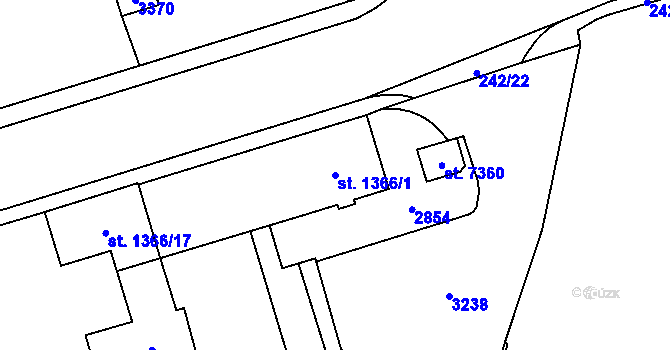 Parcela st. 1366/1 v KÚ Cheb, Katastrální mapa