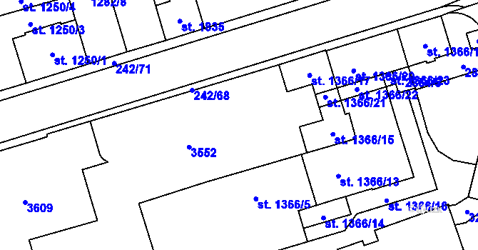 Parcela st. 1366/7 v KÚ Cheb, Katastrální mapa