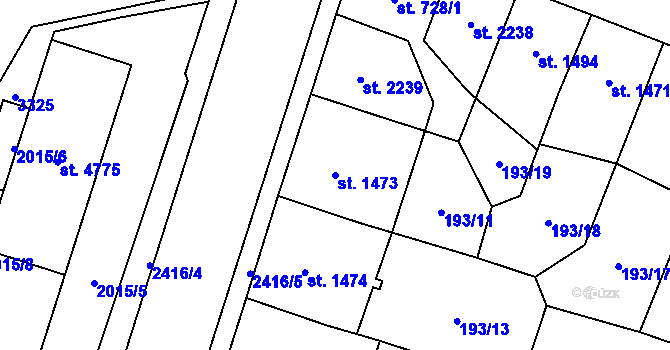 Parcela st. 1473 v KÚ Cheb, Katastrální mapa