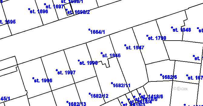 Parcela st. 1946 v KÚ Cheb, Katastrální mapa