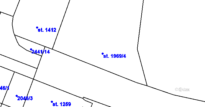 Parcela st. 1969/4 v KÚ Cheb, Katastrální mapa