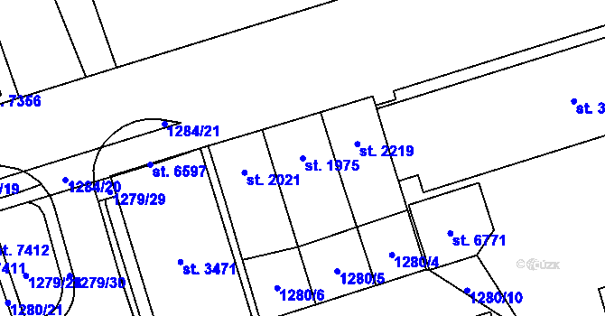Parcela st. 1975 v KÚ Cheb, Katastrální mapa
