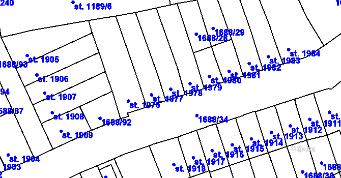 Parcela st. 1978 v KÚ Cheb, Katastrální mapa