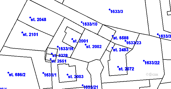 Parcela st. 2002 v KÚ Cheb, Katastrální mapa