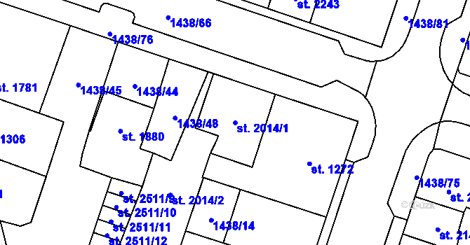 Parcela st. 2014/1 v KÚ Cheb, Katastrální mapa