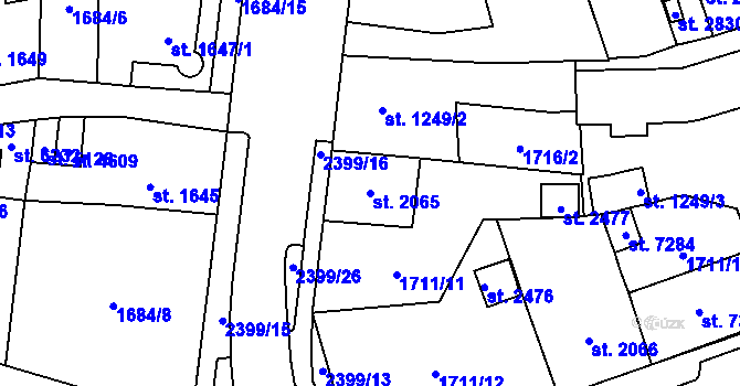 Parcela st. 2065 v KÚ Cheb, Katastrální mapa