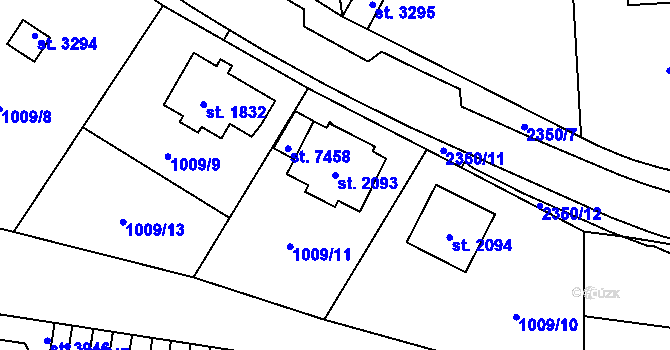 Parcela st. 2093 v KÚ Cheb, Katastrální mapa