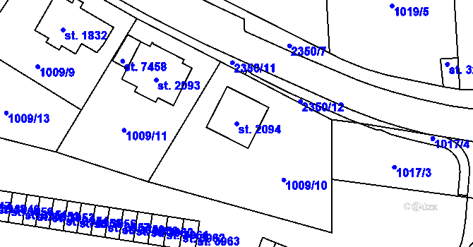 Parcela st. 2094 v KÚ Cheb, Katastrální mapa