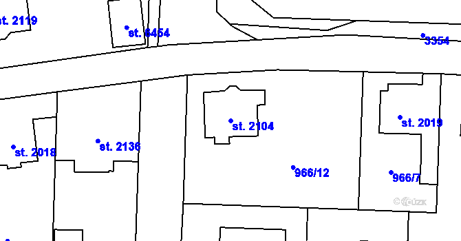 Parcela st. 2104 v KÚ Cheb, Katastrální mapa