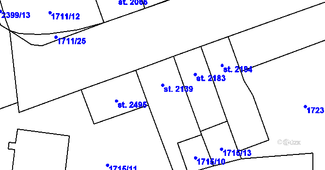 Parcela st. 2139 v KÚ Cheb, Katastrální mapa