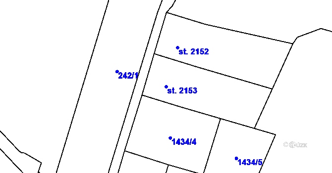 Parcela st. 2153 v KÚ Cheb, Katastrální mapa
