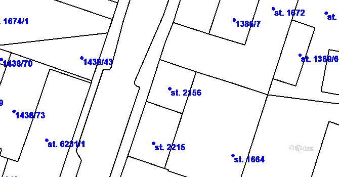 Parcela st. 2156 v KÚ Cheb, Katastrální mapa