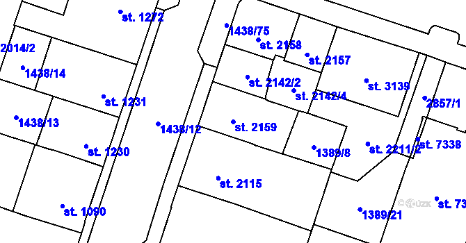 Parcela st. 2159 v KÚ Cheb, Katastrální mapa
