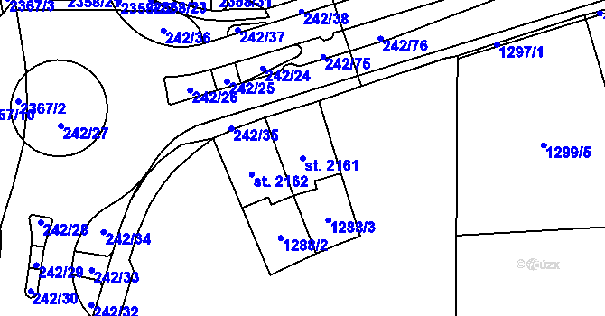 Parcela st. 2161 v KÚ Cheb, Katastrální mapa